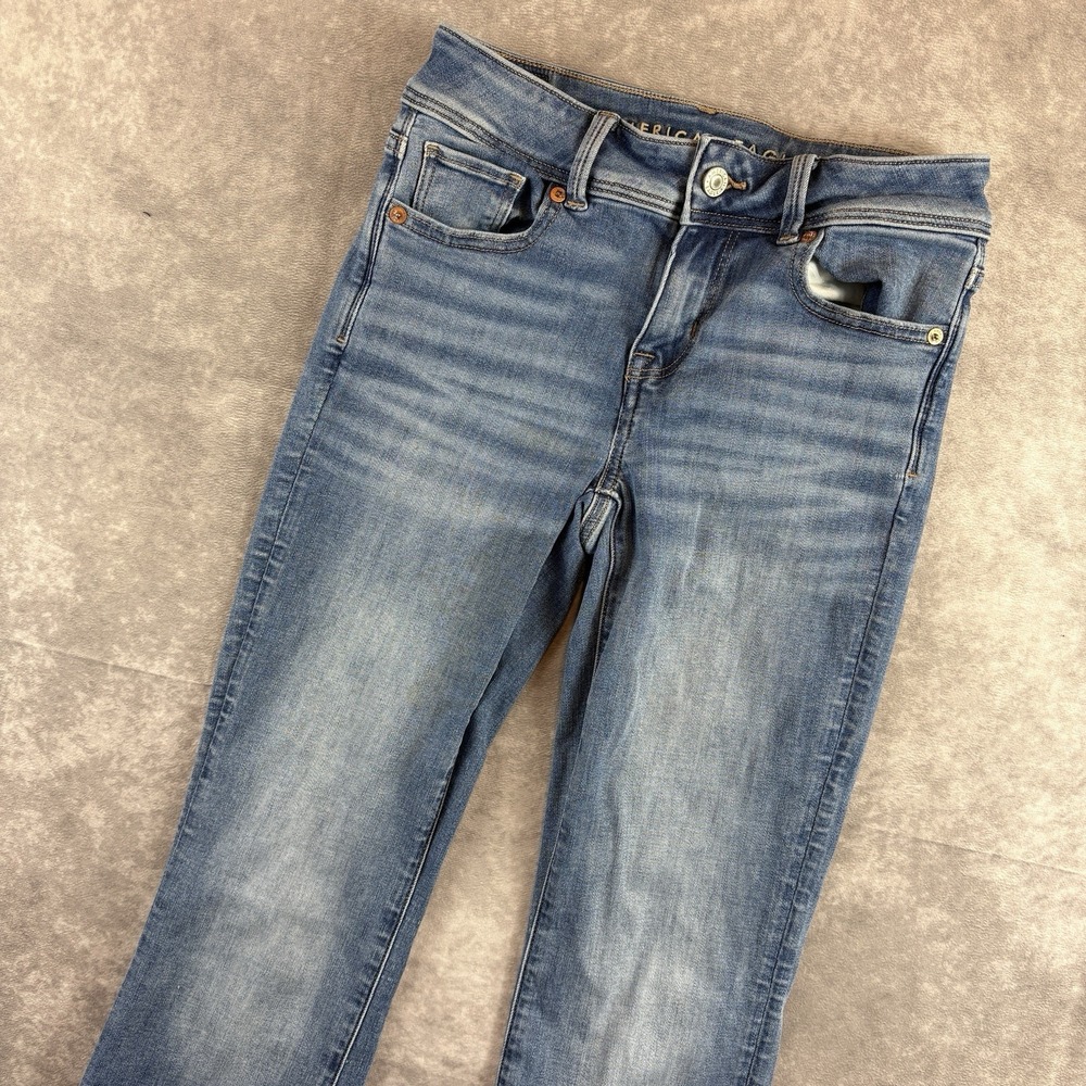 American Eagle Kick Boot Jeans Womens 0 Blue Denim Medium Wash Y2K Flare